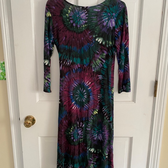 Salaam faux wrap front dress tie dye print - Picture 2 of 4